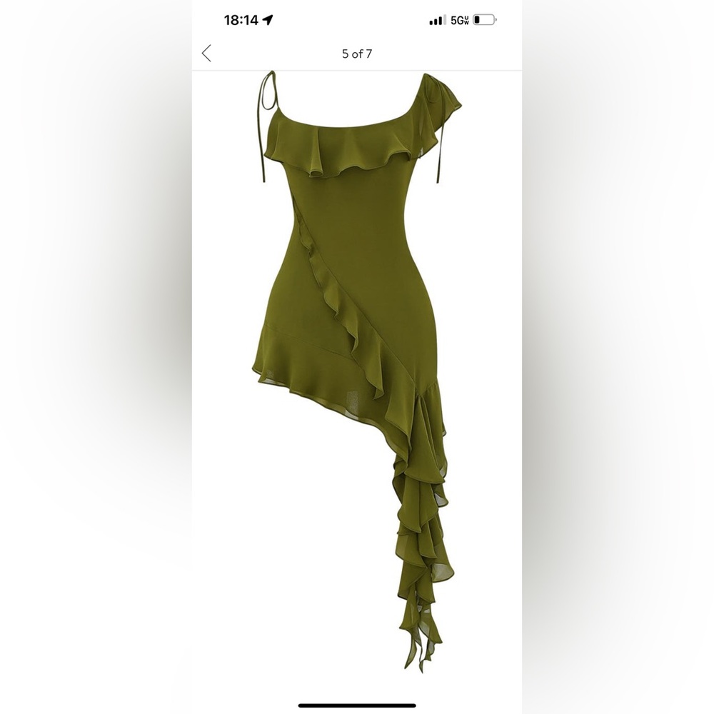 House of CB Marcia trailing ruffle Georgette mini dress